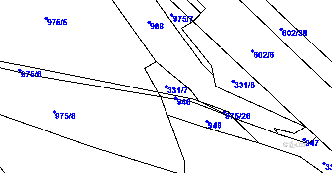 Parcela st. 331/7 v KÚ Velká Hleďsebe, Katastrální mapa