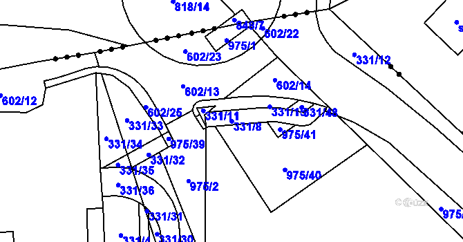 Parcela st. 331/8 v KÚ Velká Hleďsebe, Katastrální mapa