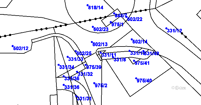 Parcela st. 331/11 v KÚ Velká Hleďsebe, Katastrální mapa