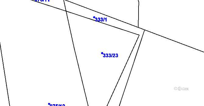 Parcela st. 333/23 v KÚ Velká Hleďsebe, Katastrální mapa
