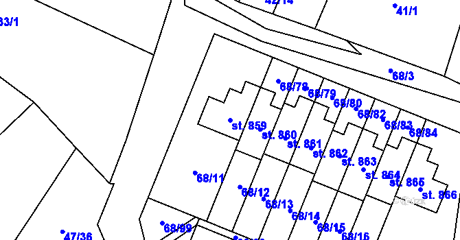 Parcela st. 859 v KÚ Velká Hleďsebe, Katastrální mapa