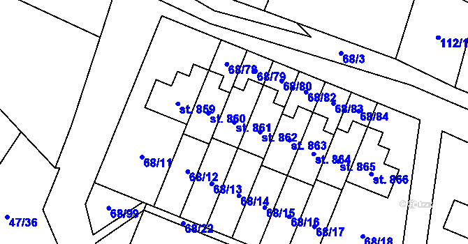 Parcela st. 861 v KÚ Velká Hleďsebe, Katastrální mapa