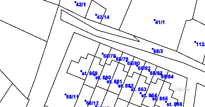 Parcela st. 68/78 v KÚ Velká Hleďsebe, Katastrální mapa