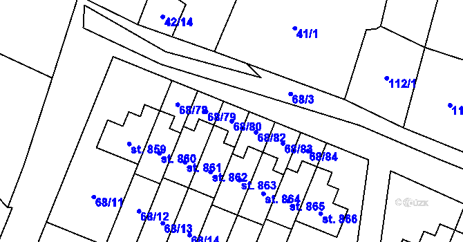 Parcela st. 68/80 v KÚ Velká Hleďsebe, Katastrální mapa