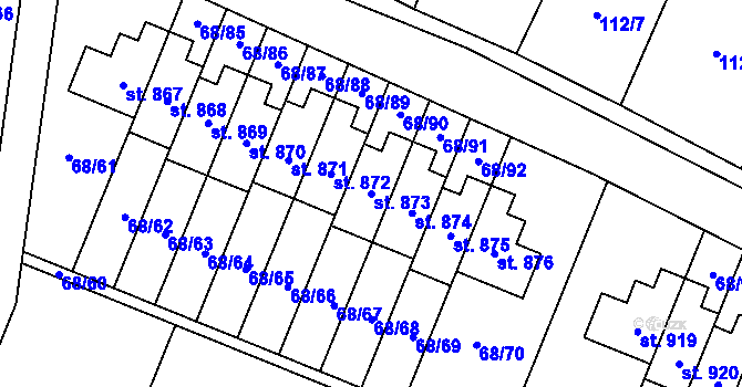Parcela st. 873 v KÚ Velká Hleďsebe, Katastrální mapa