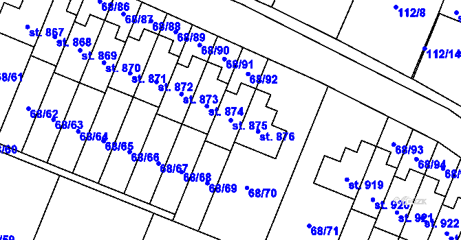 Parcela st. 875 v KÚ Velká Hleďsebe, Katastrální mapa
