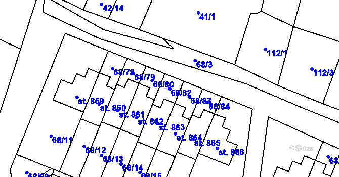 Parcela st. 68/82 v KÚ Velká Hleďsebe, Katastrální mapa