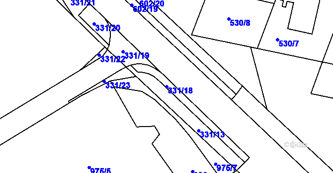 Parcela st. 331/18 v KÚ Velká Hleďsebe, Katastrální mapa