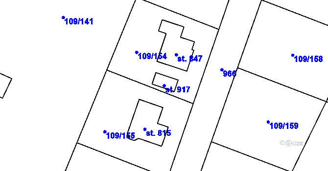 Parcela st. 917 v KÚ Velká Hleďsebe, Katastrální mapa