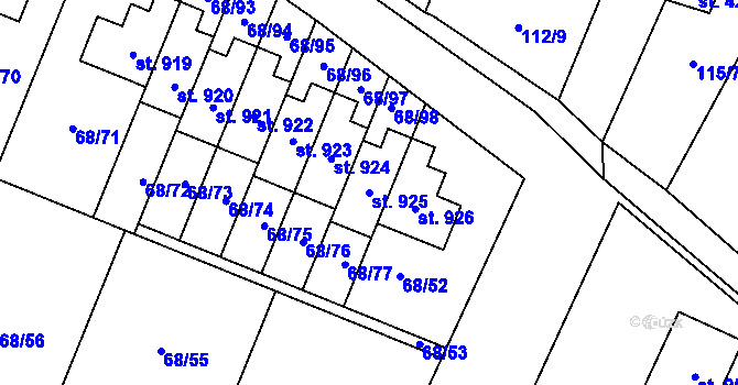 Parcela st. 925 v KÚ Velká Hleďsebe, Katastrální mapa