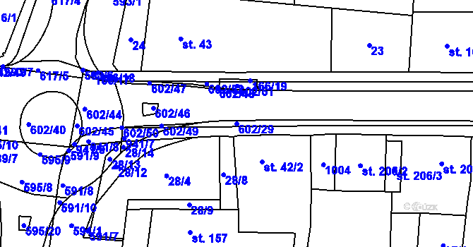 Parcela st. 602/29 v KÚ Velká Hleďsebe, Katastrální mapa