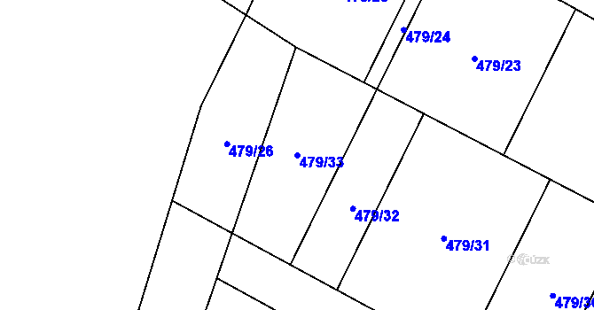 Parcela st. 479/33 v KÚ Velká Hleďsebe, Katastrální mapa