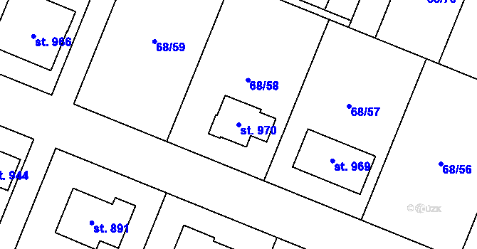 Parcela st. 970 v KÚ Velká Hleďsebe, Katastrální mapa