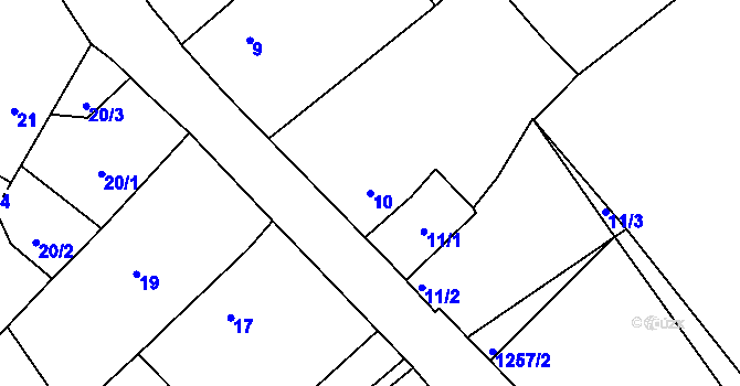 Parcela st. 10 v KÚ Velká Chmelištná, Katastrální mapa