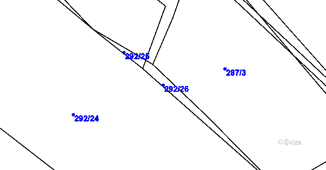 Parcela st. 292/26 v KÚ Velká Chmelištná, Katastrální mapa