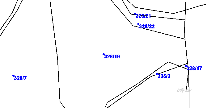Parcela st. 328/19 v KÚ Velká Chmelištná, Katastrální mapa