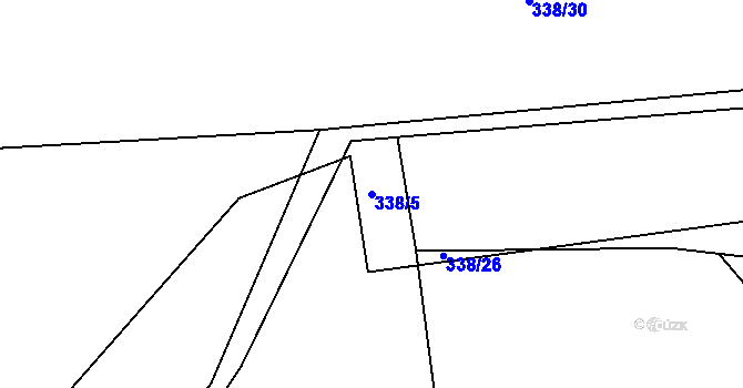 Parcela st. 338/5 v KÚ Velká Chmelištná, Katastrální mapa