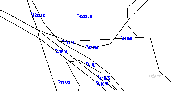 Parcela st. 422/4 v KÚ Velká Chmelištná, Katastrální mapa