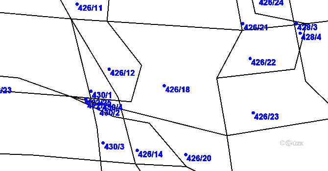 Parcela st. 426/18 v KÚ Velká Chmelištná, Katastrální mapa