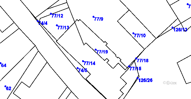 Parcela st. 77/19 v KÚ Velká Chmelištná, Katastrální mapa