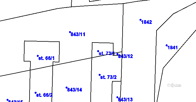 Parcela st. 73/1 v KÚ Lesná u Velké Chyšky, Katastrální mapa