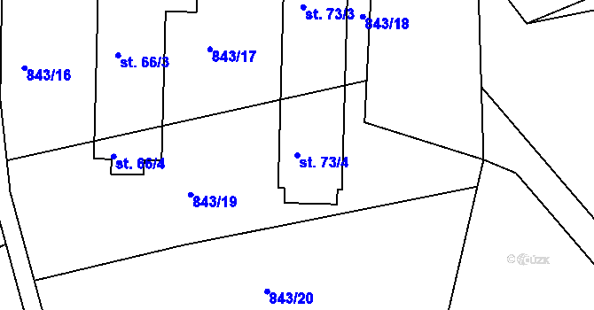 Parcela st. 73/4 v KÚ Lesná u Velké Chyšky, Katastrální mapa