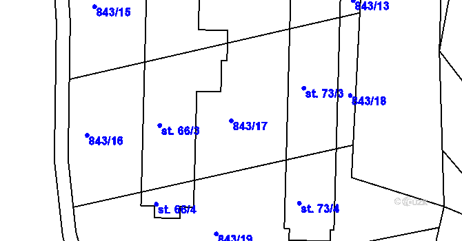 Parcela st. 843/17 v KÚ Lesná u Velké Chyšky, Katastrální mapa
