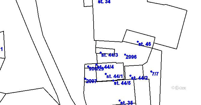 Parcela st. 44/3 v KÚ Lesná u Velké Chyšky, Katastrální mapa
