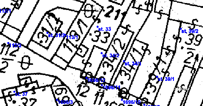 Parcela st. 34/2 v KÚ Velká Chyška, Katastrální mapa