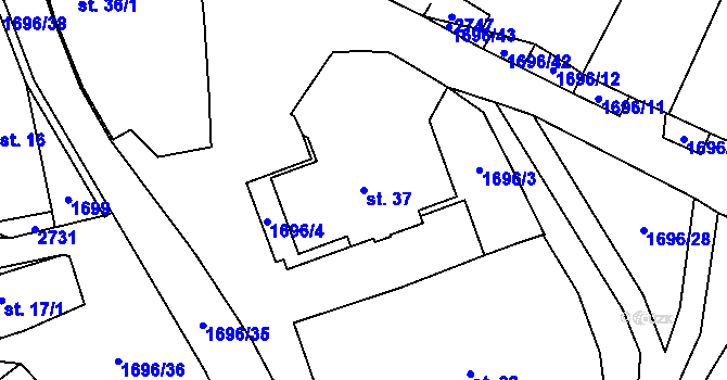 Parcela st. 37 v KÚ Velká Chyška, Katastrální mapa