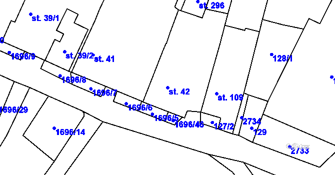 Parcela st. 42 v KÚ Velká Chyška, Katastrální mapa