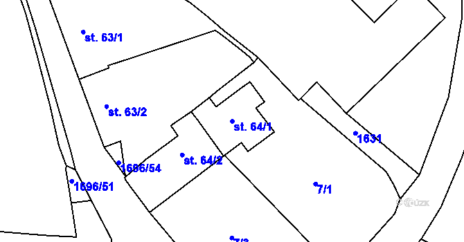 Parcela st. 64/1 v KÚ Velká Chyška, Katastrální mapa