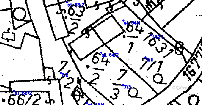 Parcela st. 64/2 v KÚ Velká Chyška, Katastrální mapa