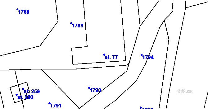 Parcela st. 77 v KÚ Velká Chyška, Katastrální mapa