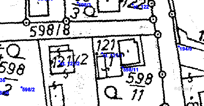Parcela st. 121/1 v KÚ Velká Chyška, Katastrální mapa