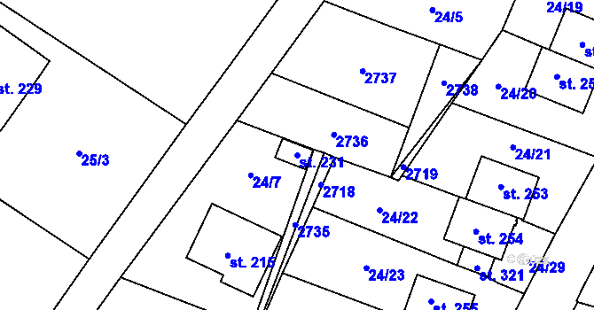 Parcela st. 231 v KÚ Velká Chyška, Katastrální mapa