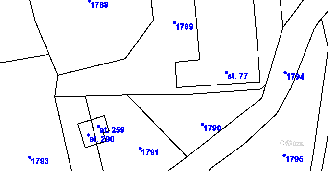 Parcela st. 544/17 v KÚ Velká Chyška, Katastrální mapa