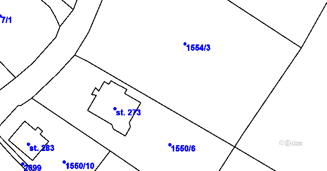 Parcela st. 1554/4 v KÚ Velká Chyška, Katastrální mapa