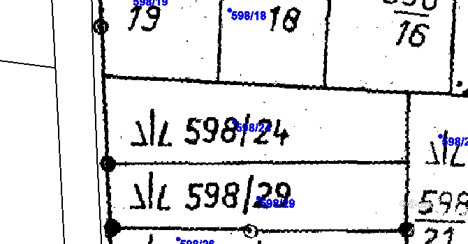 Parcela st. 598/24 v KÚ Velká Chyška, Katastrální mapa