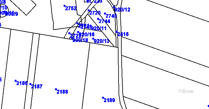 Parcela st. 920/15 v KÚ Velká Chyška, Katastrální mapa