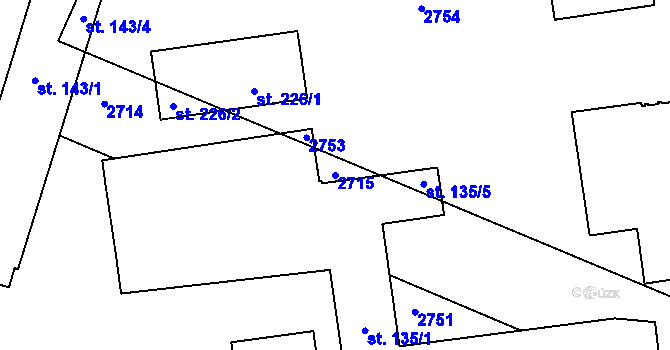 Parcela st. 2715 v KÚ Velká Chyška, Katastrální mapa