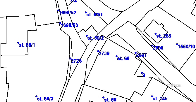 Parcela st. 2739 v KÚ Velká Chyška, Katastrální mapa