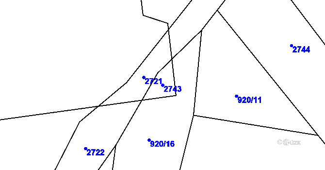 Parcela st. 2743 v KÚ Velká Chyška, Katastrální mapa