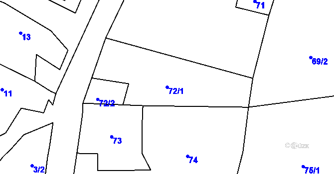 Parcela st. 72/1 v KÚ Velká Javorská, Katastrální mapa