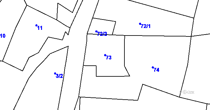 Parcela st. 73 v KÚ Velká Javorská, Katastrální mapa