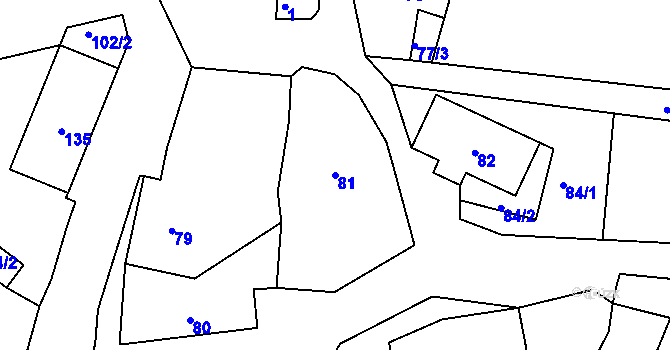 Parcela st. 81 v KÚ Velká Javorská, Katastrální mapa