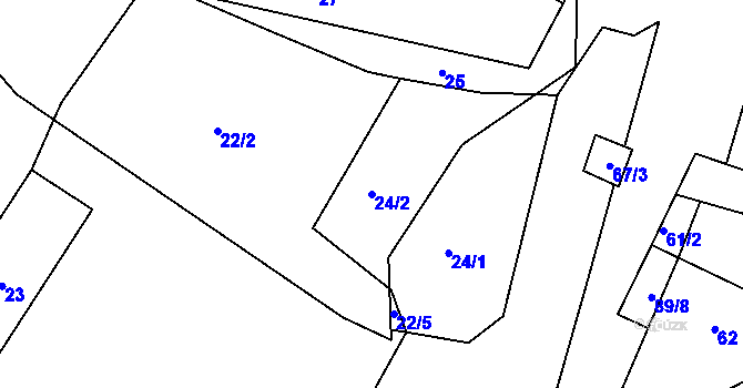 Parcela st. 24/2 v KÚ Velká Javorská, Katastrální mapa