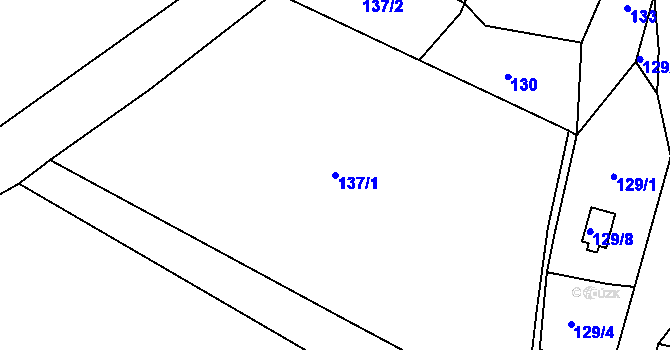 Parcela st. 137/1 v KÚ Velká Javorská, Katastrální mapa