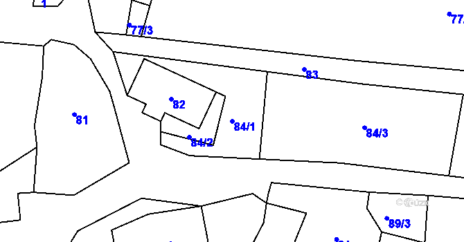 Parcela st. 84/1 v KÚ Velká Javorská, Katastrální mapa