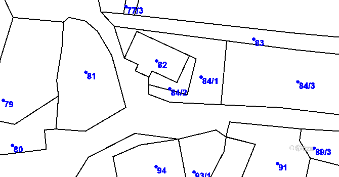 Parcela st. 84/2 v KÚ Velká Javorská, Katastrální mapa